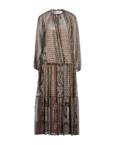 Souvenir Woman Long Dress Cocoa Size S Polyester, Metallic Fiber In Brown