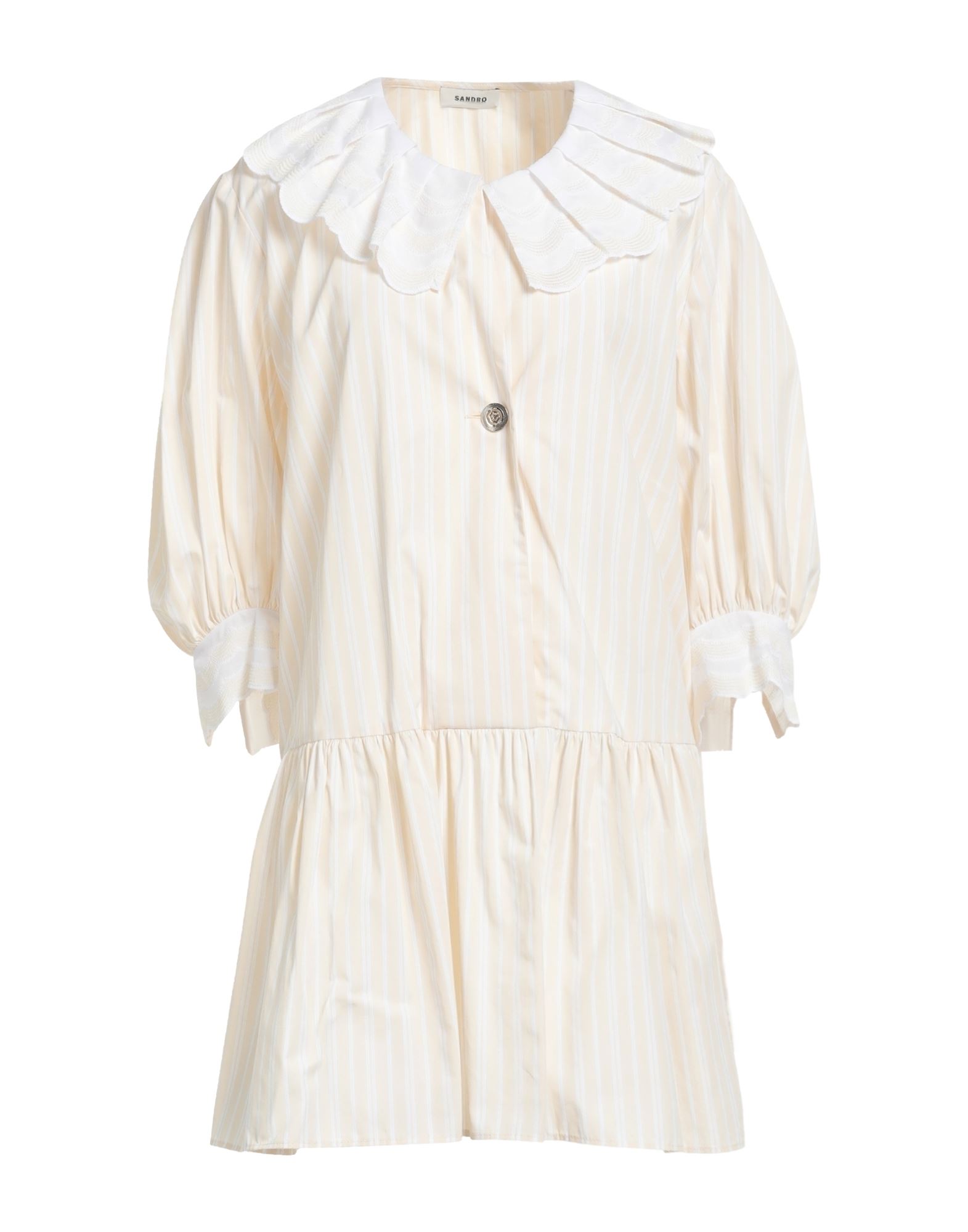 Shop Sandro Woman Mini Dress Cream Size 10 Cotton, Polyester In White