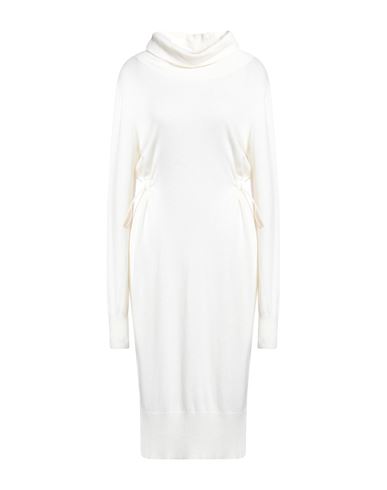 European Culture Woman Midi Dress Cream Size L Wool, Viscose, Polyamide, Cashmere In White
