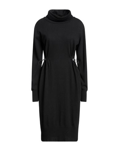 European Culture Woman Midi Dress Black Size S Wool, Viscose, Polyamide, Cashmere