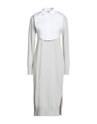 European Culture Woman Midi Dress Light Grey Size S Wool, Viscose, Polyamide, Cashmere