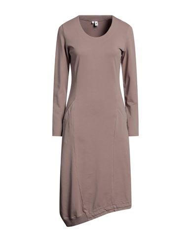 European Culture Woman Midi Dress Light Brown Size S Cotton, Lycra In Beige