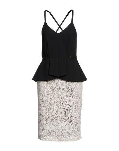 Fracomina Woman Midi Dress Black Size Xl Polyester, Viscose, Elastane, Cotton, Nylon