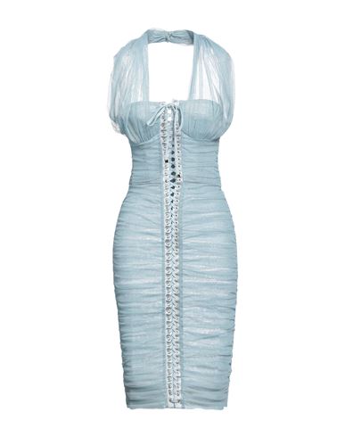 Dolce & Gabbana Woman Midi Dress Pastel Blue Size 12 Polyamide, Silk, Polyester