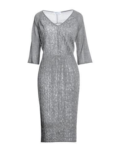 Pianurastudio Woman Midi Dress Grey Size S Viscose, Polyamide, Metallic Fiber