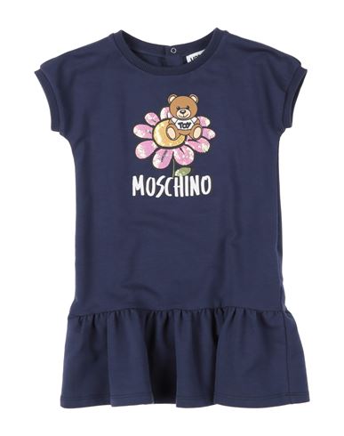 Moschino Baby Newborn Girl Baby Dress Navy Blue Size 3 Cotton, Elastane, Polyester