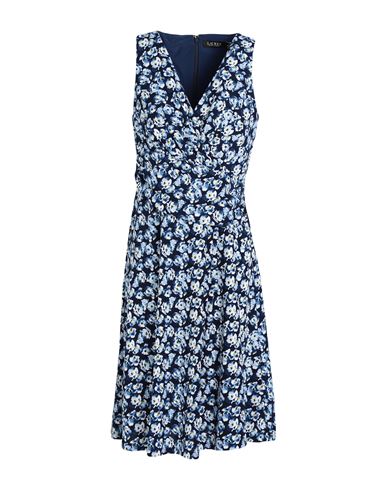 Lauren Ralph Lauren Floral Jersey Sleeveless Dress Woman Midi Dress Midnight Blue Size 4 Polyester,
