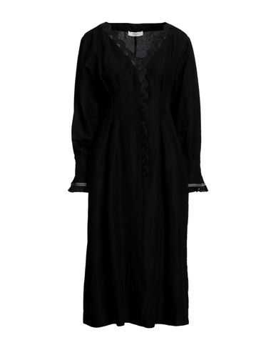 Alpha Studio Woman Midi Dress Black Size 8 Linen, Viscose