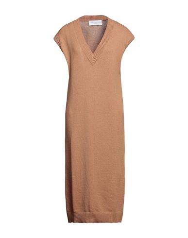 Collectors Club Woman Midi Dress Camel Size Xs Organic Cotton, Polyamide In Beige