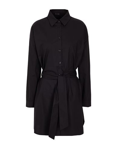 8 By Yoox Cotton Chemisier Belted Mini Dress Woman Short Dress Black Size 2 Cotton