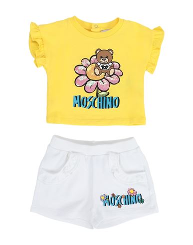 Shop Moschino Baby Newborn Girl Baby Set Yellow Size 3 Cotton, Elastane, Polyester