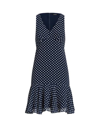 Lauren Ralph Lauren Polka-dot Chiffon Sleeveless Dress Woman Short Dress  Navy Blue Size 2 Recycled P | ModeSens