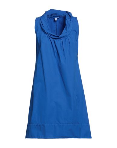 European Culture Woman Short Dress Blue Size Xs Cotton