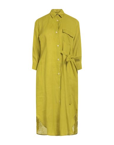 Brian Dales Woman Midi Dress Acid Green Size 12 Ramie