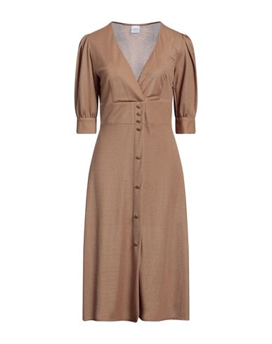 Eleonora Stasi Woman Midi Dress Sand Size 8 Viscose, Polyester, Polyamide In Beige