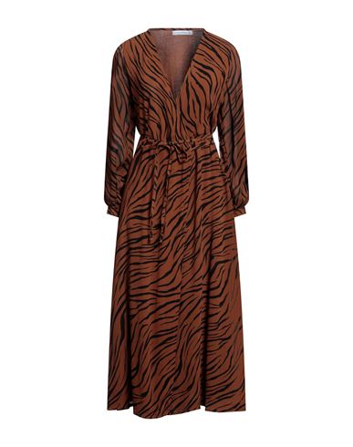 Faithfull The Brand Woman Long Dress Brown Size 6 Viscose