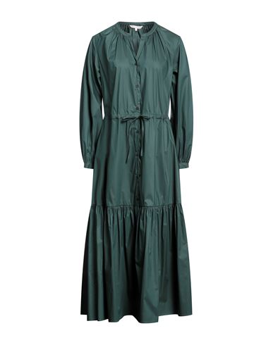 Brian Dales Woman Maxi Dress Dark Green Size 2 Cotton, Polyamide, Elastane