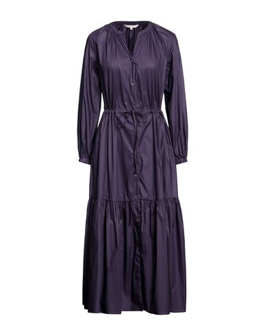 Brian Dales Woman Maxi Dress Dark Purple Size 4 Cotton, Polyamide, Elastane