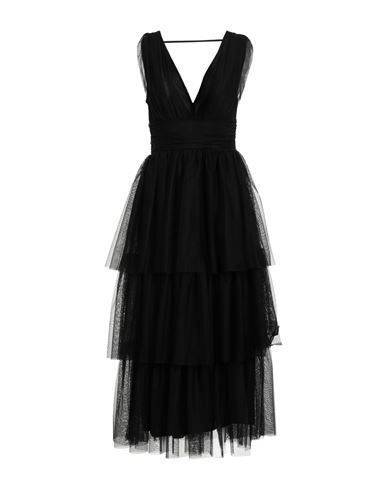 CARLA MONTANARINI CARLA MONTANARINI WOMAN MIDI DRESS BLACK SIZE 6 POLYESTER, ELASTANE 