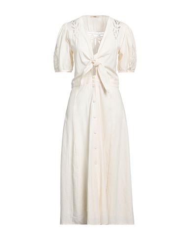 Sessun Woman Midi Dress Ivory Size L Cotton In White