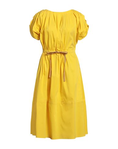 Liviana Conti Woman Midi Dress Yellow Size 8 Cotton, Polyamide, Elastane