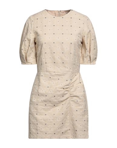 Sessun Woman Mini Dress Beige Size M Cotton, Polyester
