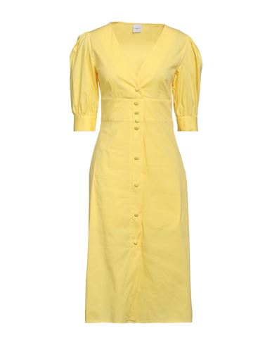 Shop Eleonora Stasi Woman Midi Dress Yellow Size 10 Cotton, Nylon, Lycra