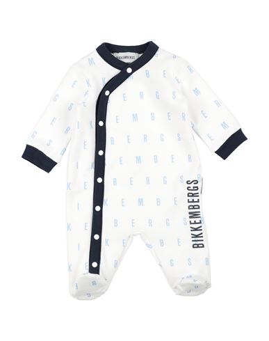 Bikkembergs Newborn Boy Baby Jumpsuits White Size 1 Cotton, Elastane