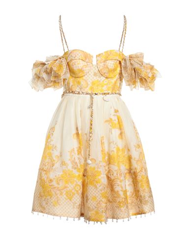 ZIMMERMANN ZIMMERMANN WOMAN SHORT DRESS YELLOW SIZE 2 SILK, LINEN