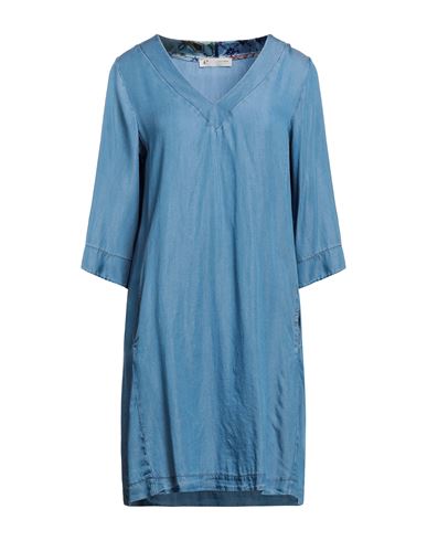 Cafènoir Woman Mini Dress Pastel Blue Size Xxl Tencel, Viscose