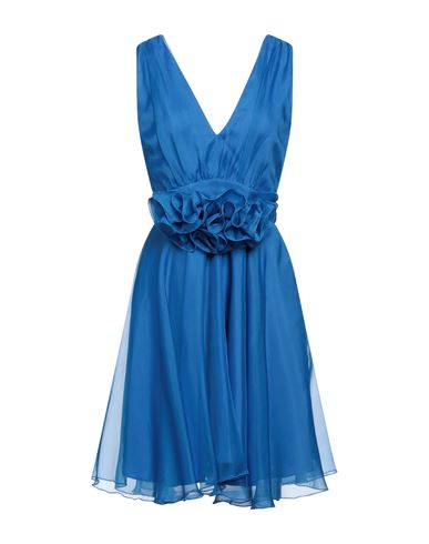 Hanita Woman Mini Dress Bright Blue Size S Silk