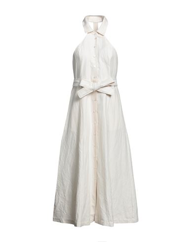Liviana Conti Woman Long Dress Beige Size 6 Linen, Cotton In White