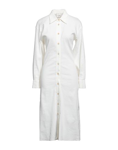 Alysi Woman Midi Dress Off White Size 6 Linen, Viscose, Elastane