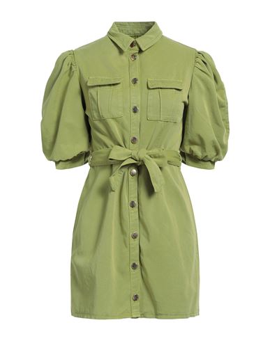 Relish Woman Short Dress Green Size S Cotton
