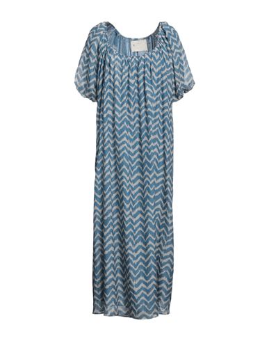 Manebi Manebí Woman Midi Dress Pastel Blue Size M Cotton, Silk