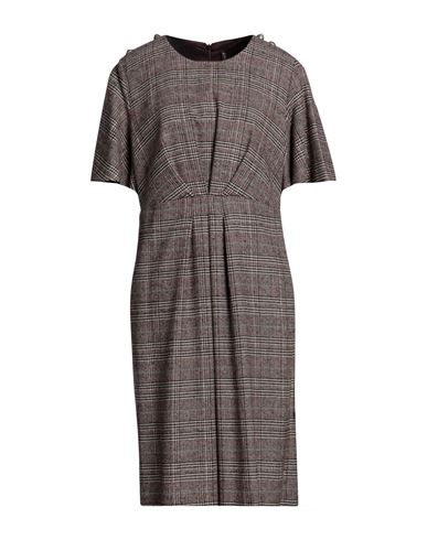 Manila Grace Woman Midi Dress Brown Size 4 Wool, Polyester, Polyamide, Synthetic Fibers, Virgin Wool