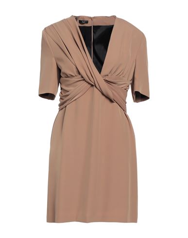 Hanita Woman Short Dress Camel Size S Polyester, Elastane In Beige