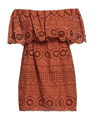 Space Simona Corsellini Woman Mini Dress Rust Size 6 Polyester, Cotton In Red