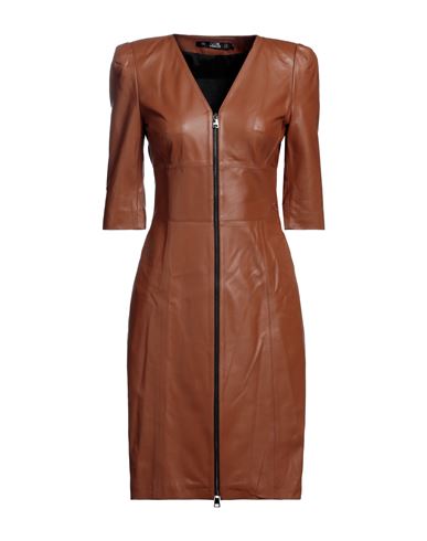 Karl Lagerfeld Woman Midi Dress Tan Size 4 Soft Leather In Brown