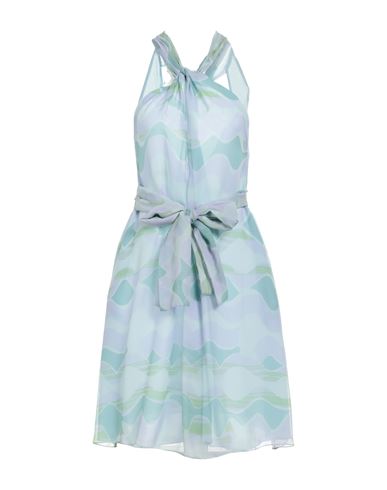 Emporio Armani Woman Short Dress Sky Blue Size 10 Silk