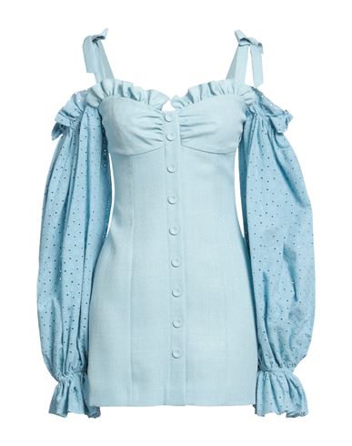La Semaine Paris Woman Mini Dress Pastel Blue Size 4 Polyester, Cotton