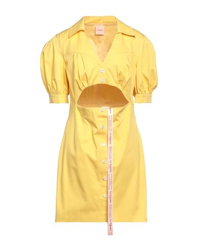 La Semaine Paris Woman Mini Dress Yellow Size 8 Cotton, Elastane