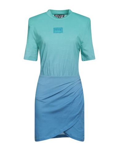 Versace Jeans Couture Woman Short Dress Turquoise Size S Cotton In Blue