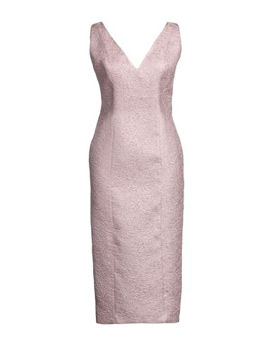 Fely Campo Woman Midi Dress Pink Size 8 Silk, Rayon, Metallic Fiber, Acetate