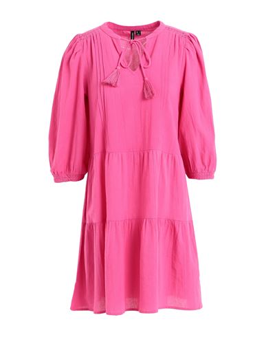 Vero Moda Vmpretty 3/4 Tunic Noos Woman Short Dress Fuchsia Size S Cotton In Pink