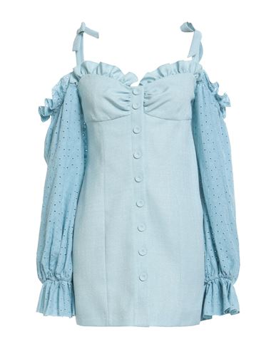 Shop La Semaine Paris Woman Mini Dress Sky Blue Size 10 Polyester