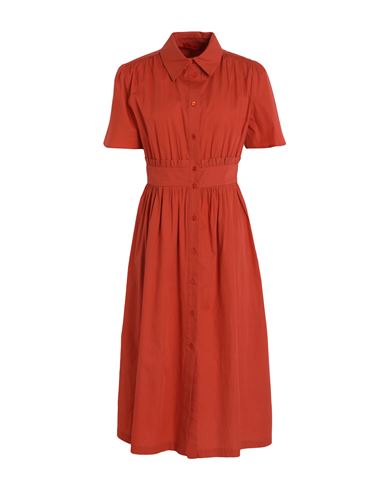 Max & Co . X Duro Olowu Woman Midi Dress Rust Size 4 Cotton In Red