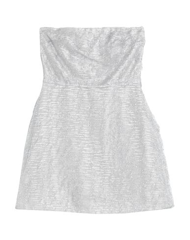 Siste's Woman Mini Dress Light Grey Size M Polyester, Metallic Fiber