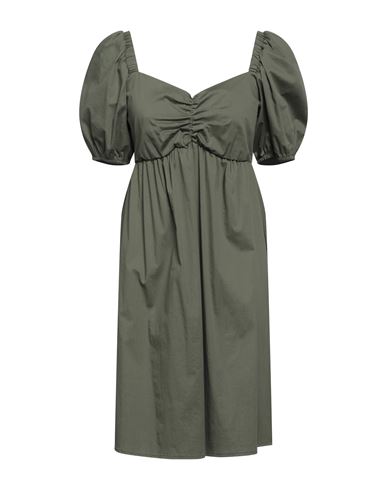 Nanà Italian Heart Woman Mini Dress Military Green Size M Cotton, Polyamide, Elastane