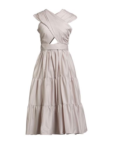 Annarita N Woman Midi Dress Light Grey Size M Cotton, Nylon, Elastane In Neutral